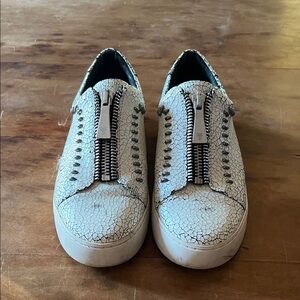 Frye White Crackle Leather Sneakers
